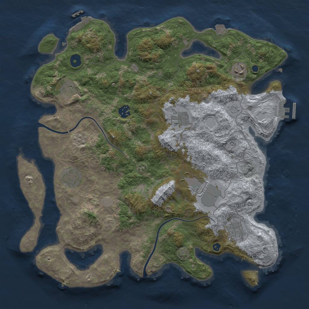 Rust Map: Procedural Map, Size: 3850, Seed: 258577141, 14 Monuments