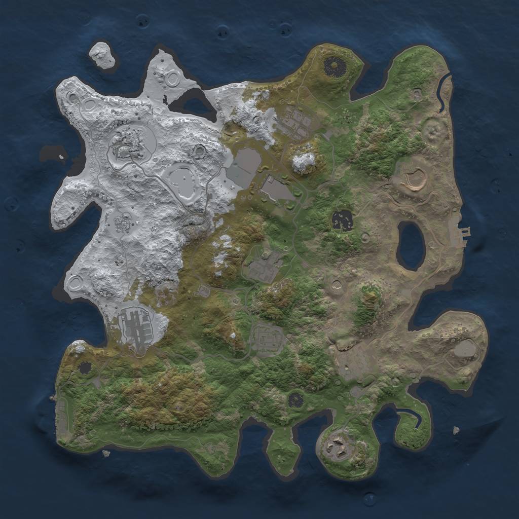 Rust Map: Procedural Map, Size: 3500, Seed: 524797398, 19 Monuments
