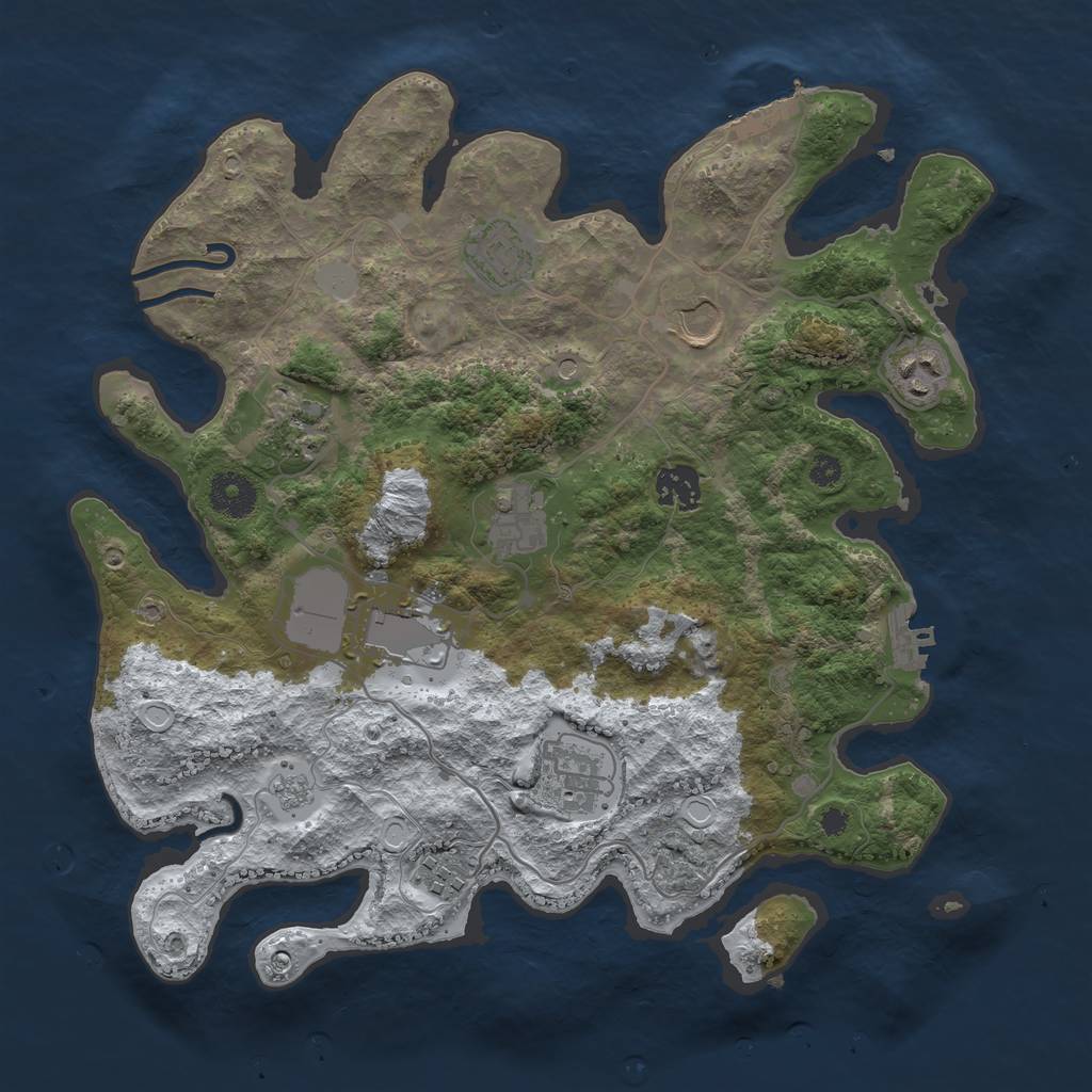 Rust Map: Procedural Map, Size: 3500, Seed: 4200007, 18 Monuments