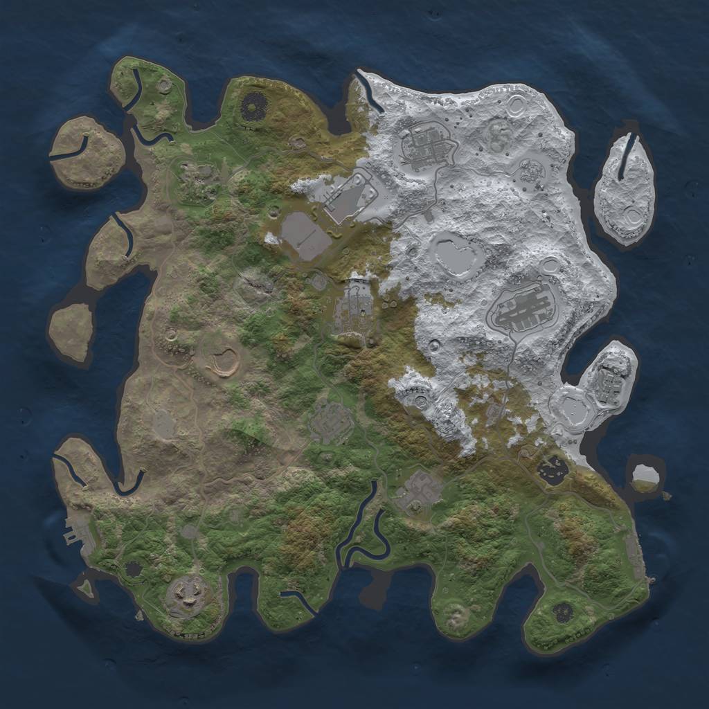 Rust Map: Procedural Map, Size: 3700, Seed: 46539674, 20 Monuments