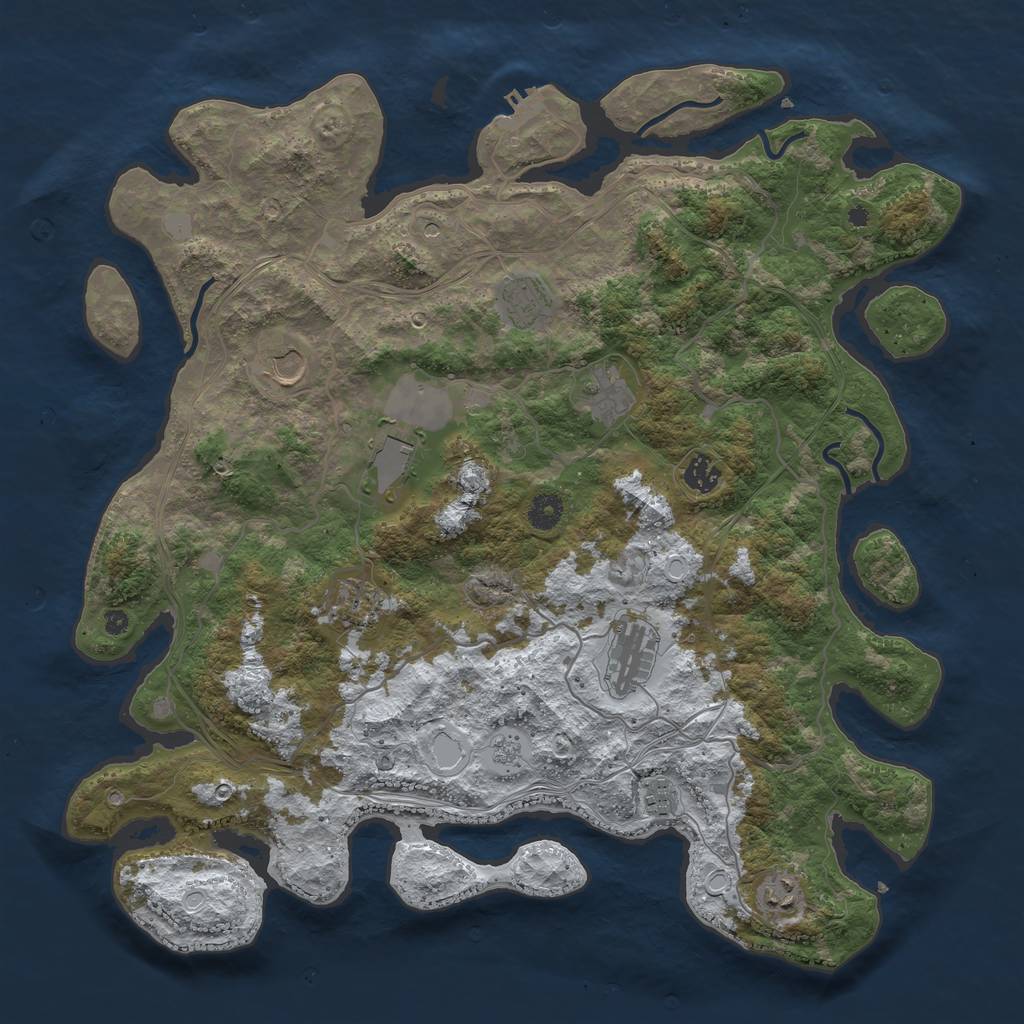 Rust Map: Procedural Map, Size: 4250, Seed: 48929009, 17 Monuments