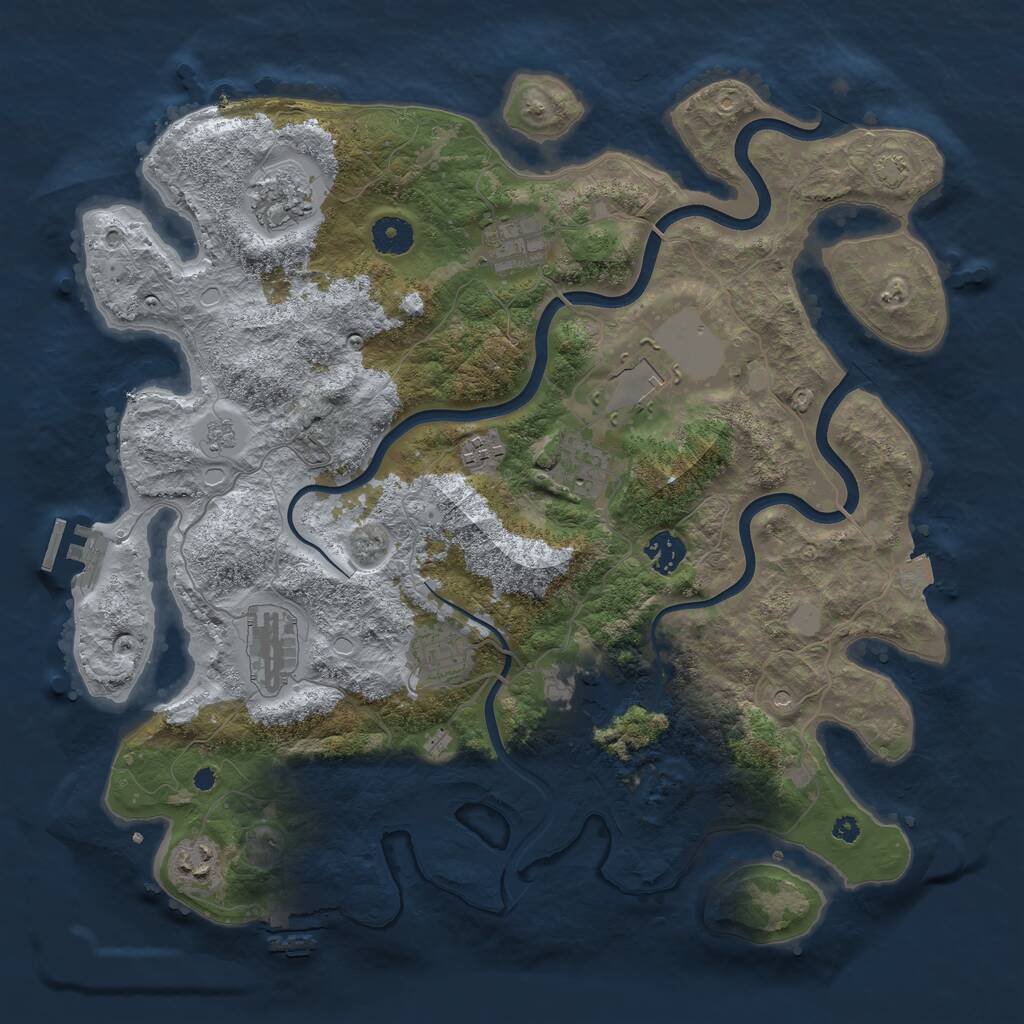 Rust Map: Procedural Map, Size: 3850, Seed: 214121906, 16 Monuments