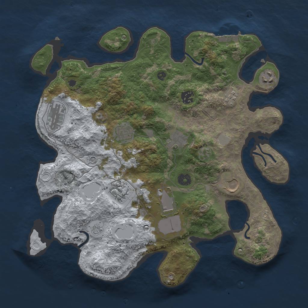 Rust Map: Procedural Map, Size: 3500, Seed: 126041430, 17 Monuments