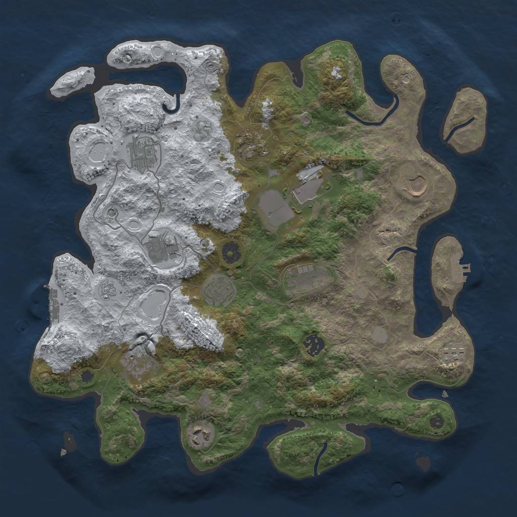 Rust Map: Procedural Map, Size: 3750, Seed: 922618989, 20 Monuments