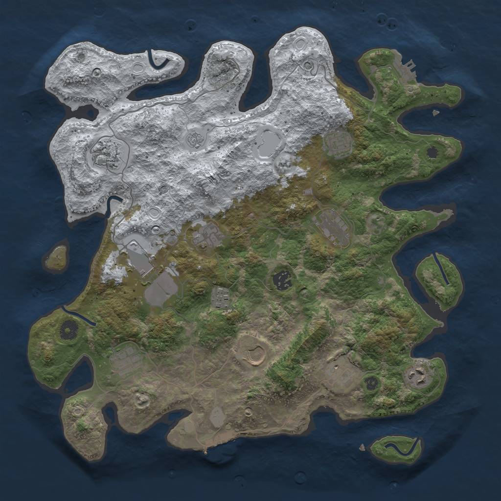 Rust Map: Procedural Map, Size: 3850, Seed: 449169613, 20 Monuments