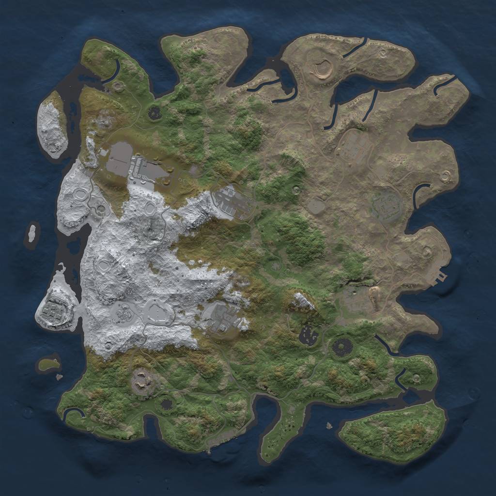 Rust Map: Procedural Map, Size: 3850, Seed: 51243551, 19 Monuments