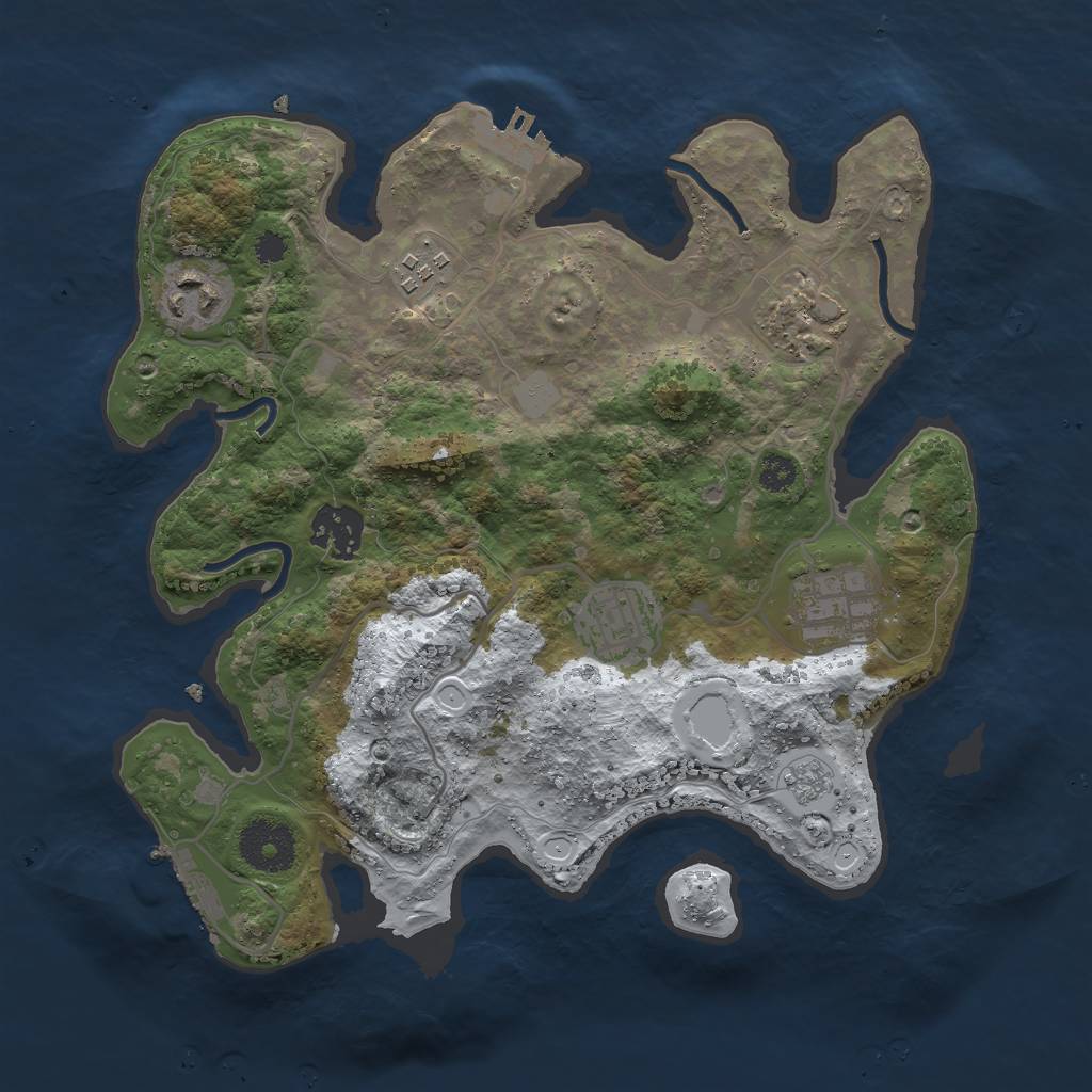 Rust Map: Procedural Map, Size: 3000, Seed: 1936229878, 14 Monuments