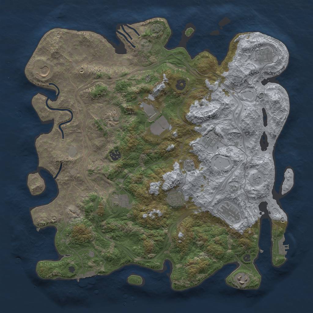 Rust Map: Procedural Map, Size: 4250, Seed: 1358807869, 18 Monuments