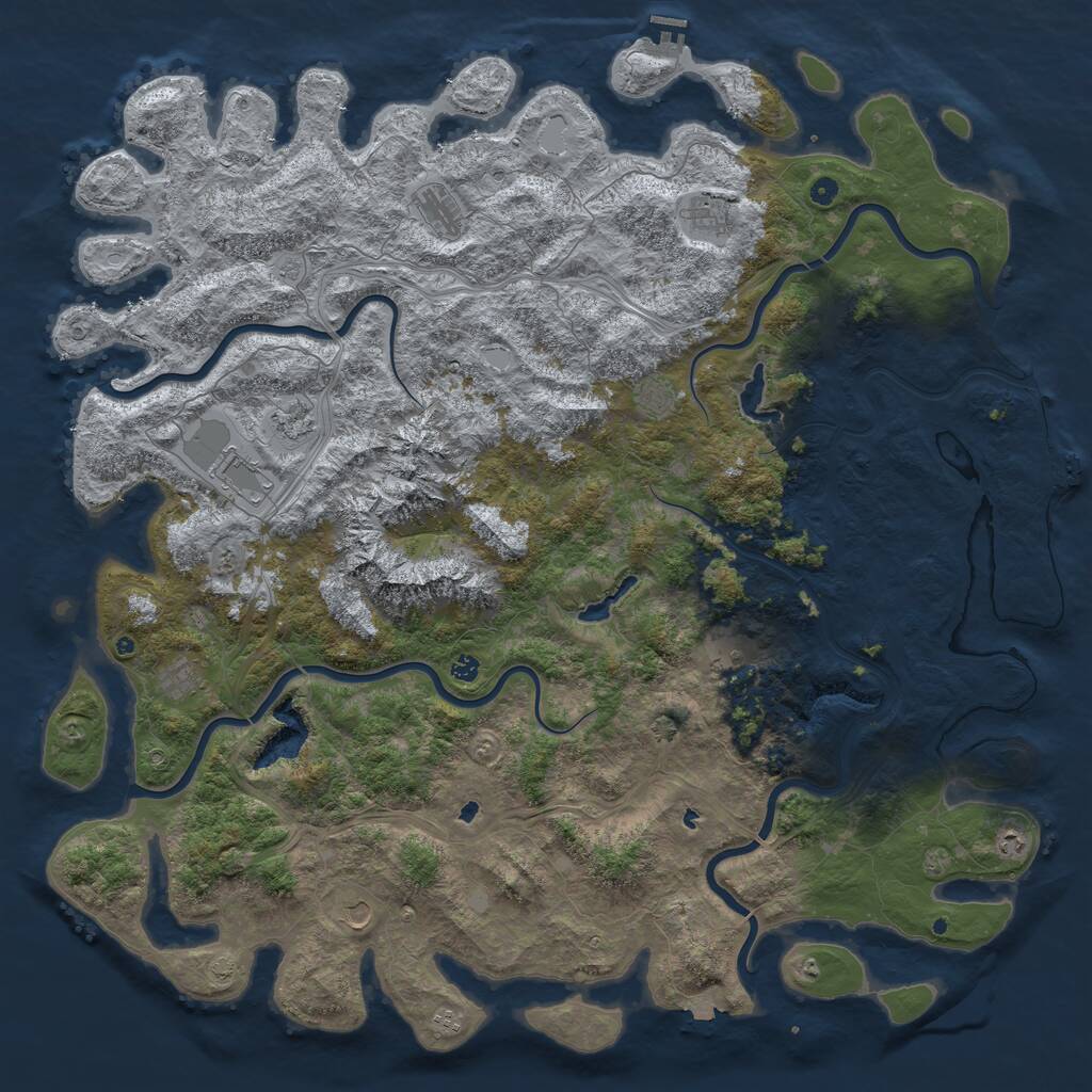 Rust Map: Procedural Map, Size: 6000, Seed: 529249, 17 Monuments