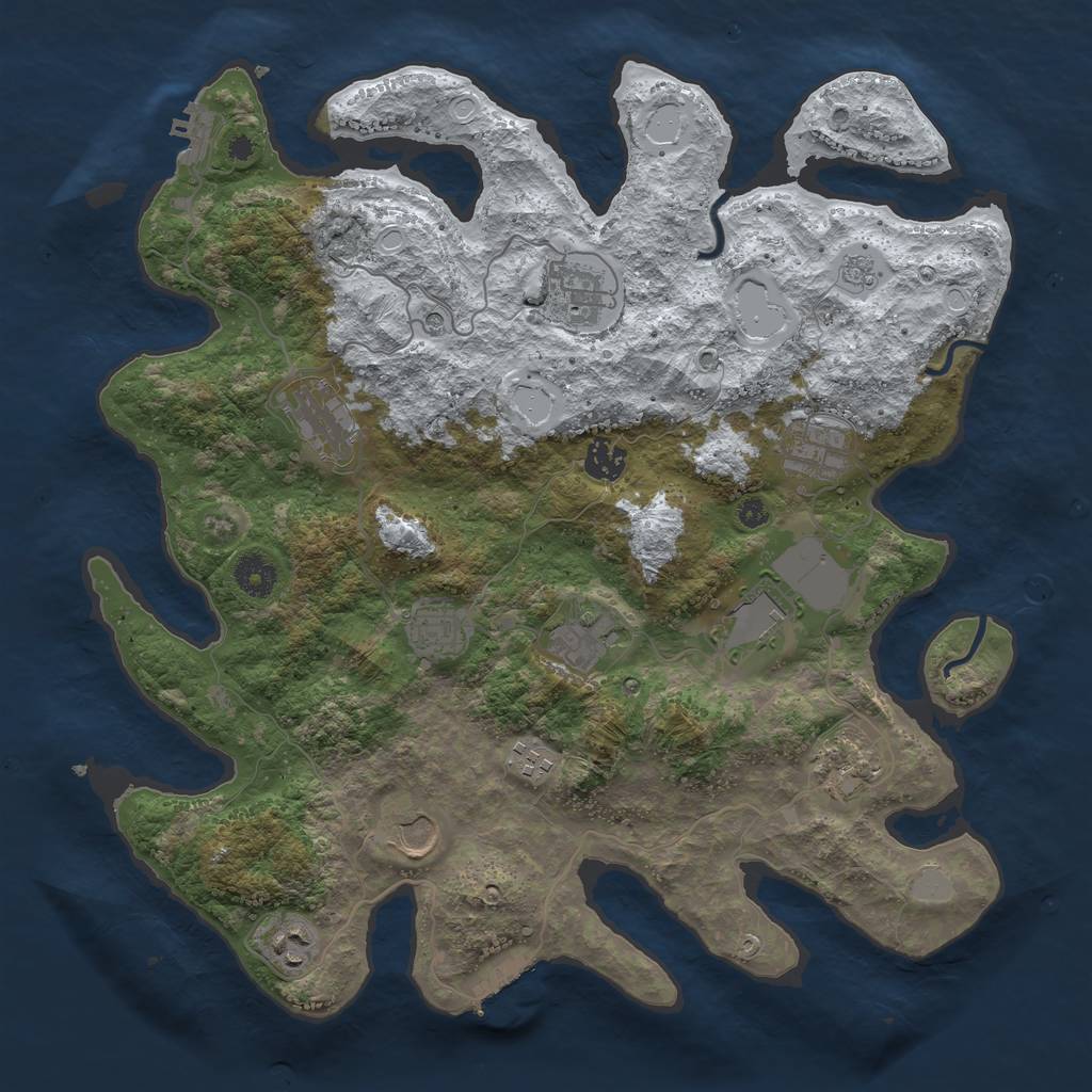 Rust Map: Procedural Map, Size: 3850, Seed: 78639874, 20 Monuments