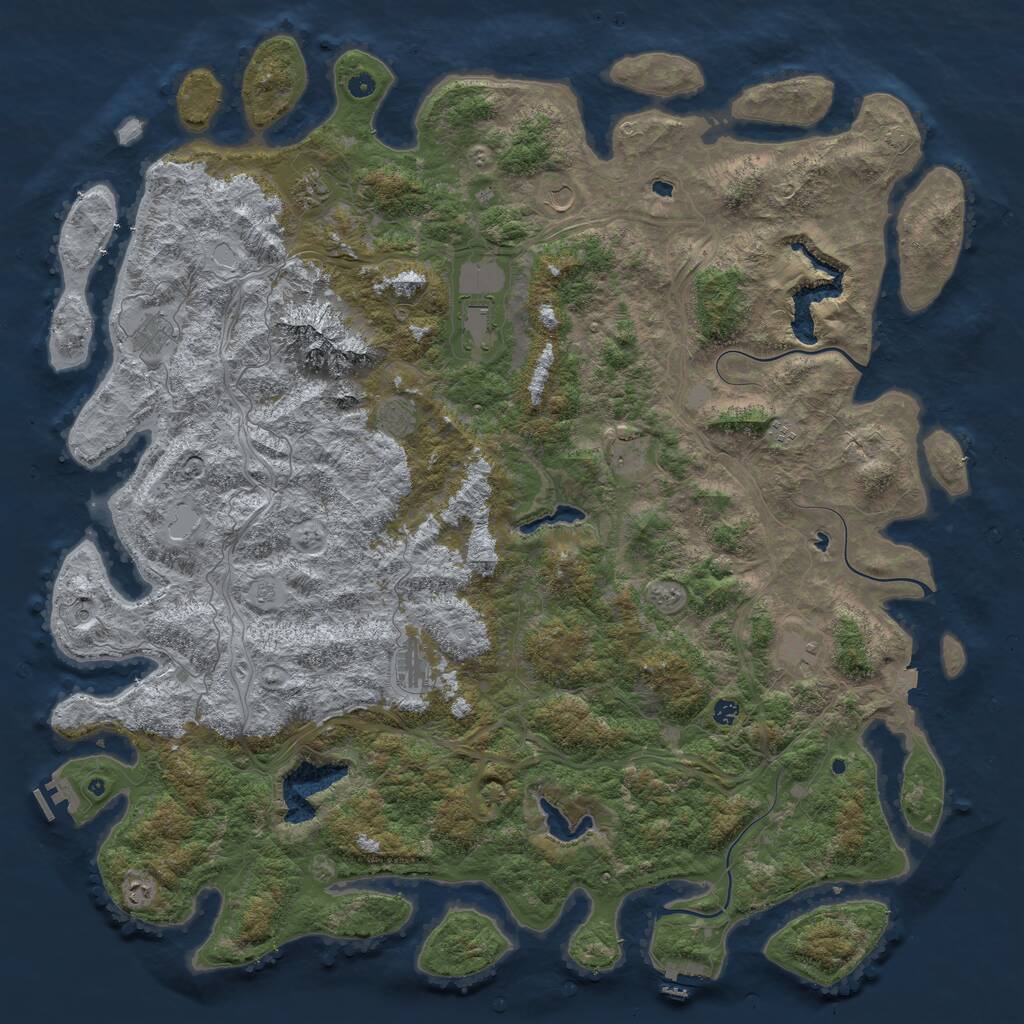 Rust Map: Procedural Map, Size: 6000, Seed: 549887, 17 Monuments