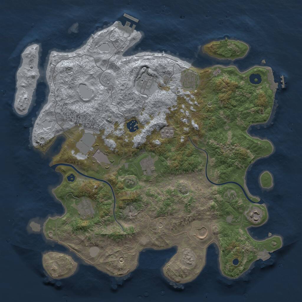 Rust Map: Procedural Map, Size: 3850, Seed: 916697721, 15 Monuments