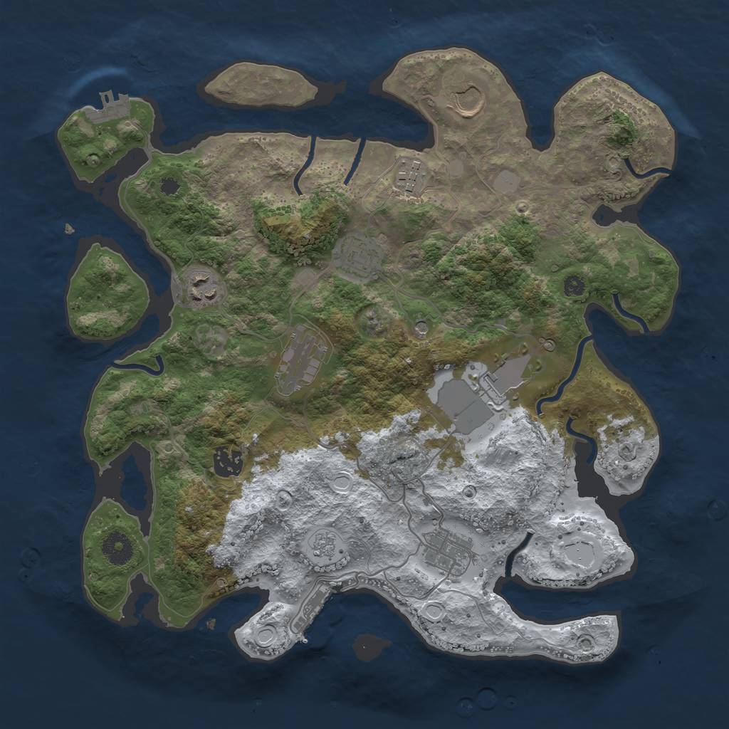 Rust Map: Procedural Map, Size: 3500, Seed: 19450509, 17 Monuments