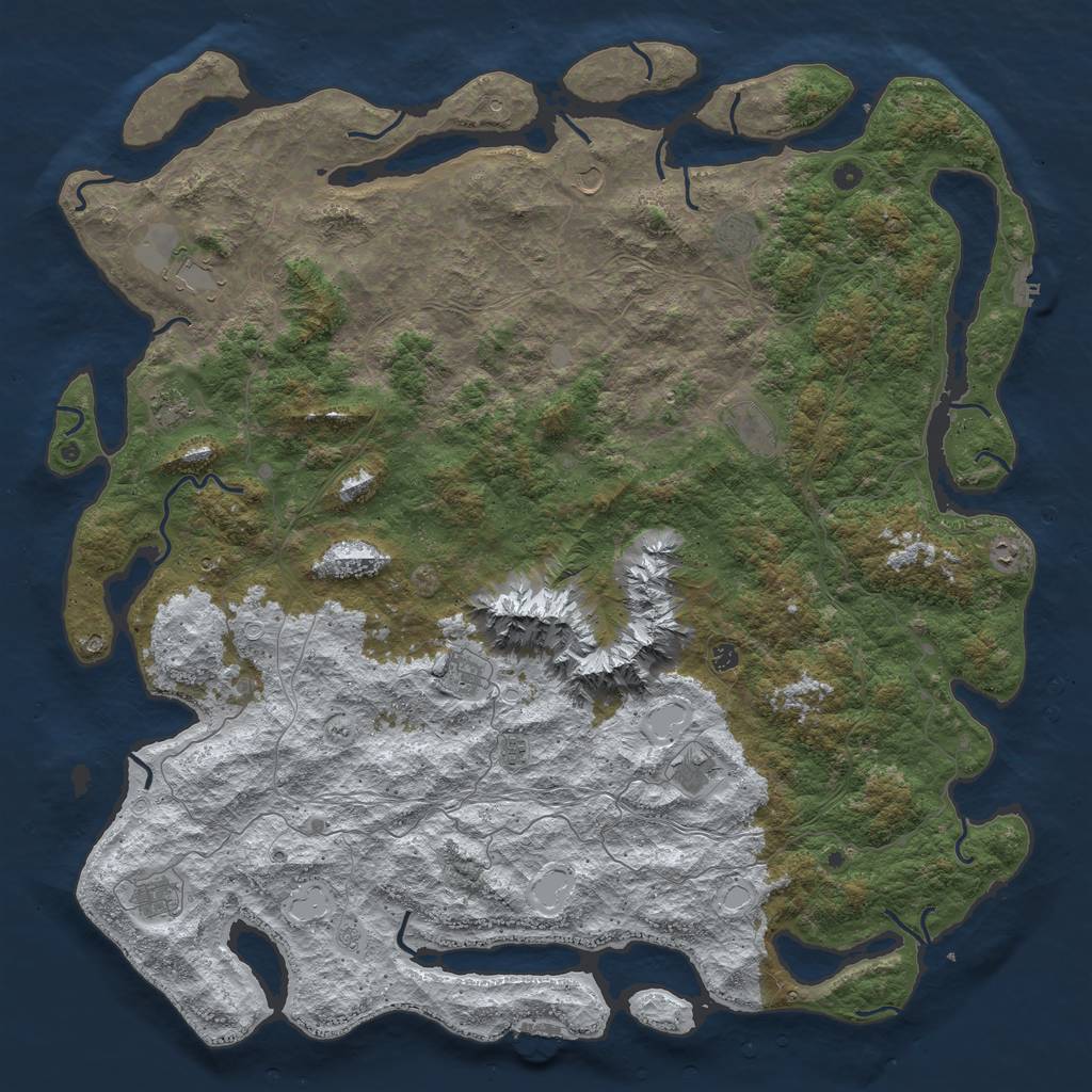 Rust Map: Procedural Map, Size: 6000, Seed: 972164, 20 Monuments