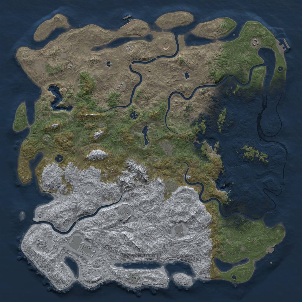 Rust Map: Procedural Map, Size: 6000, Seed: 972164, 17 Monuments
