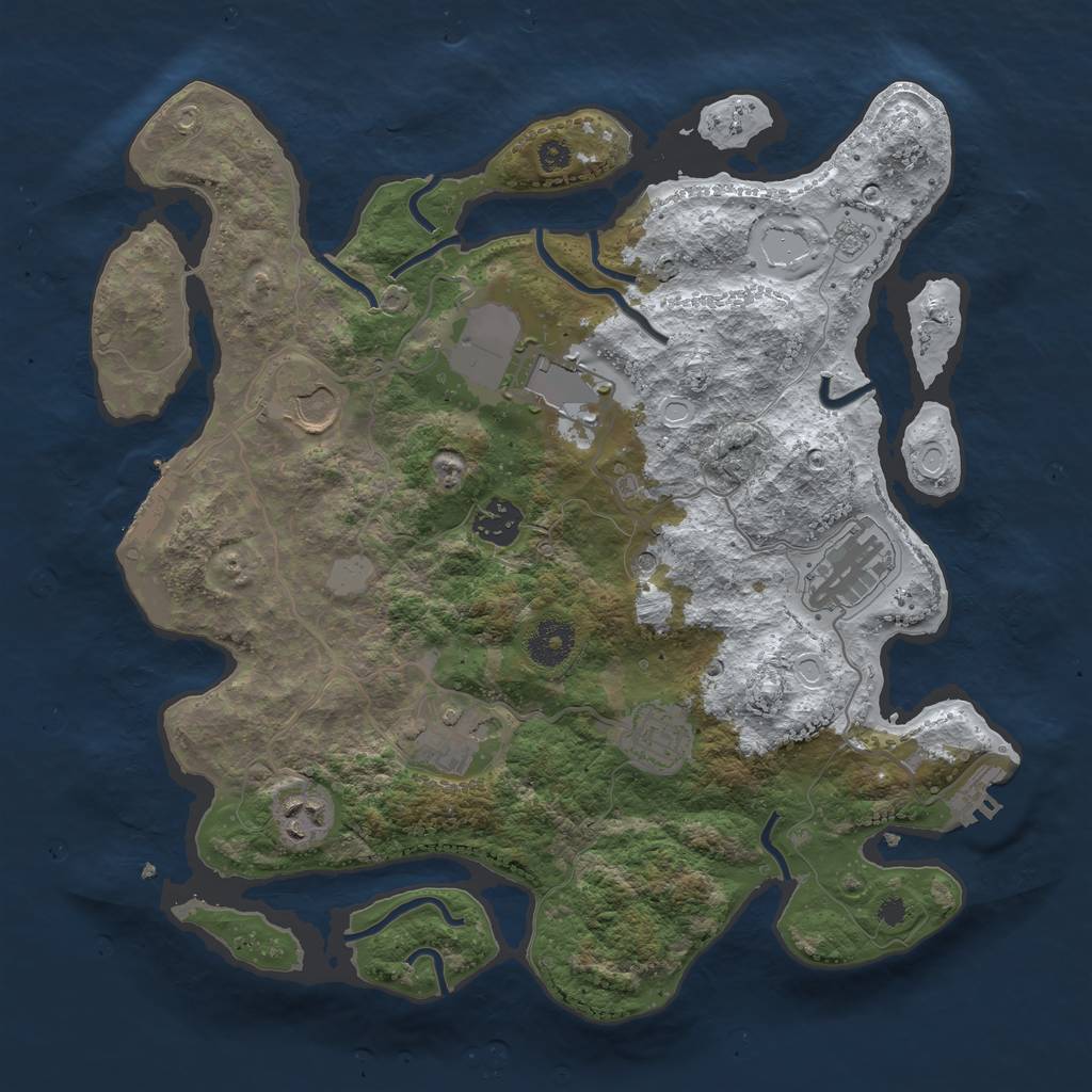 Rust Map: Procedural Map, Size: 3500, Seed: 4521896, 16 Monuments