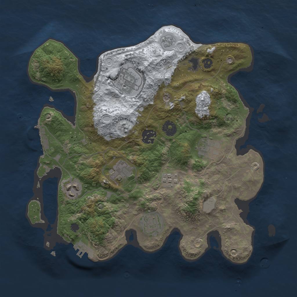 Rust Map: Procedural Map, Size: 3000, Seed: 1915883012, 16 Monuments