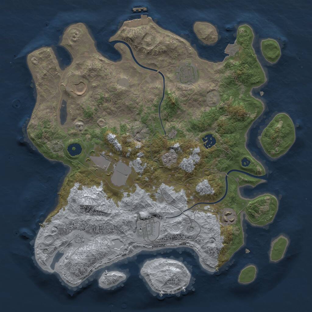 Rust Map: Procedural Map, Size: 3500, Seed: 536853205, 12 Monuments