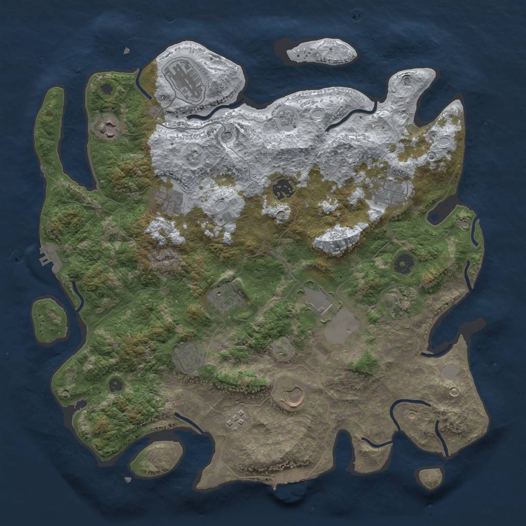 Rust Map: Procedural Map, Size: 3950, Seed: 128354062, 20 Monuments