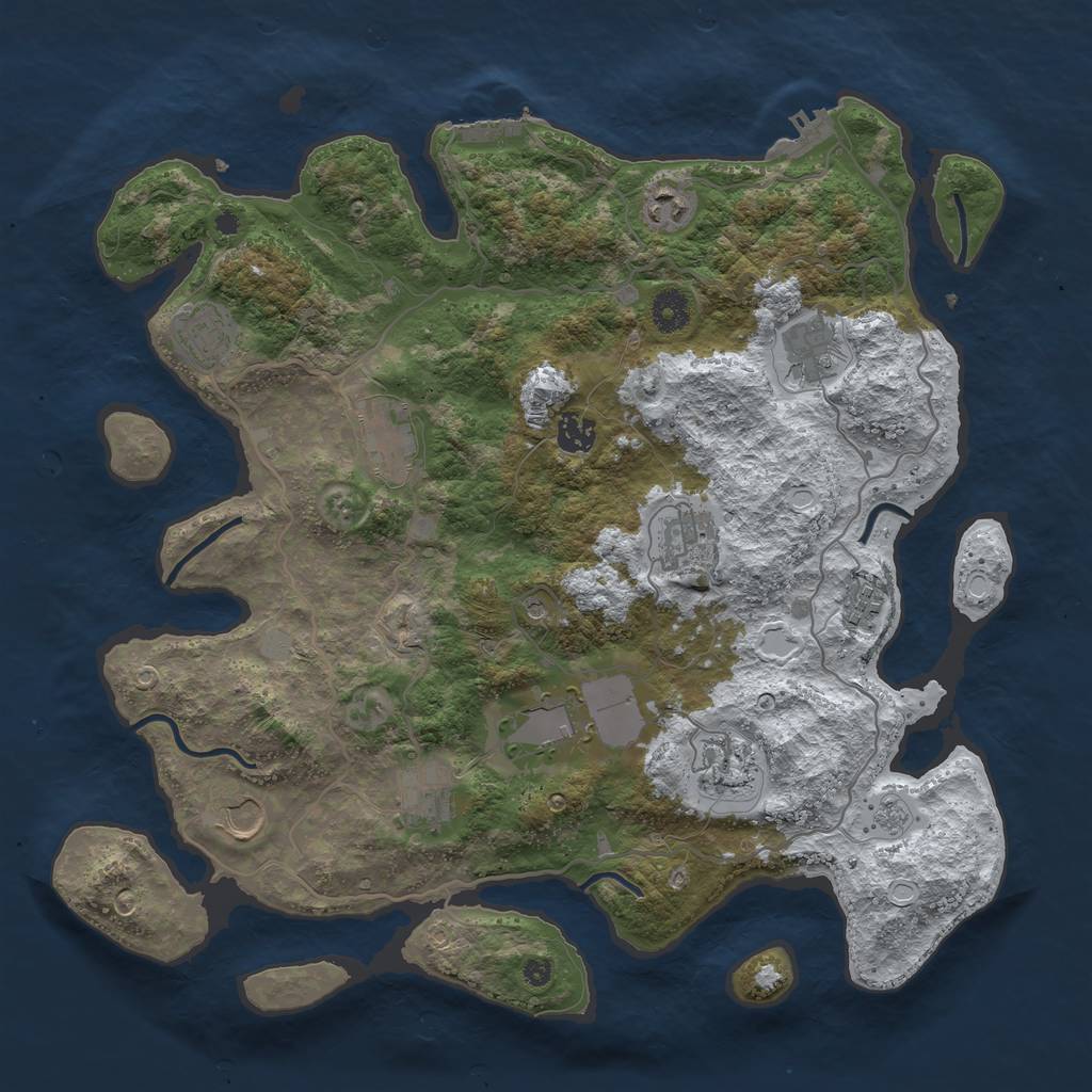 Rust Map: Procedural Map, Size: 4000, Seed: 7656, 20 Monuments