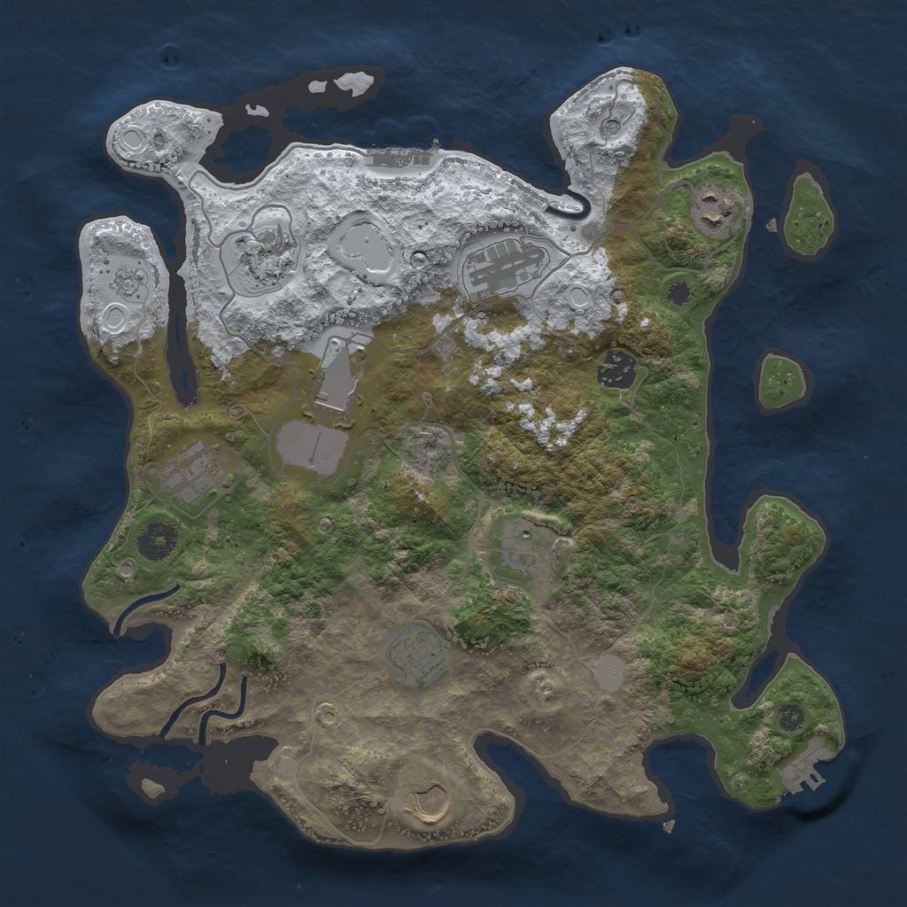 Rust Map: Procedural Map, Size: 3500, Seed: 423355965, 18 Monuments