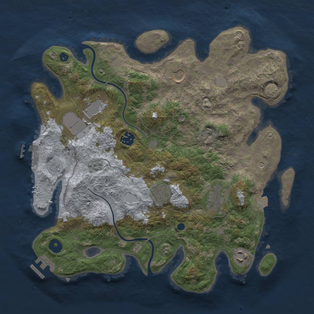 Rust Map: Procedural Map, Size: 3500, Seed: 1844237442, 13 Monuments