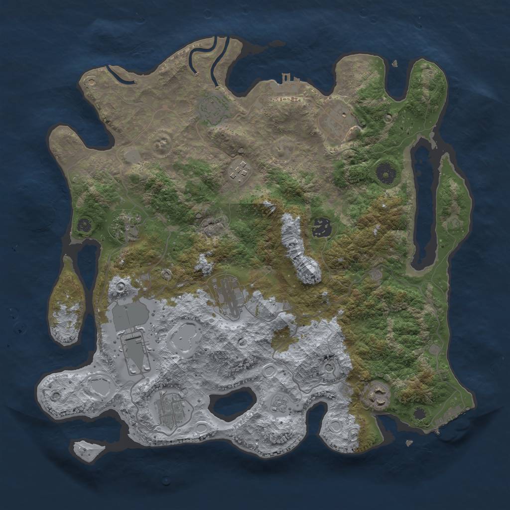 Rust Map: Procedural Map, Size: 3750, Seed: 87004514, 18 Monuments