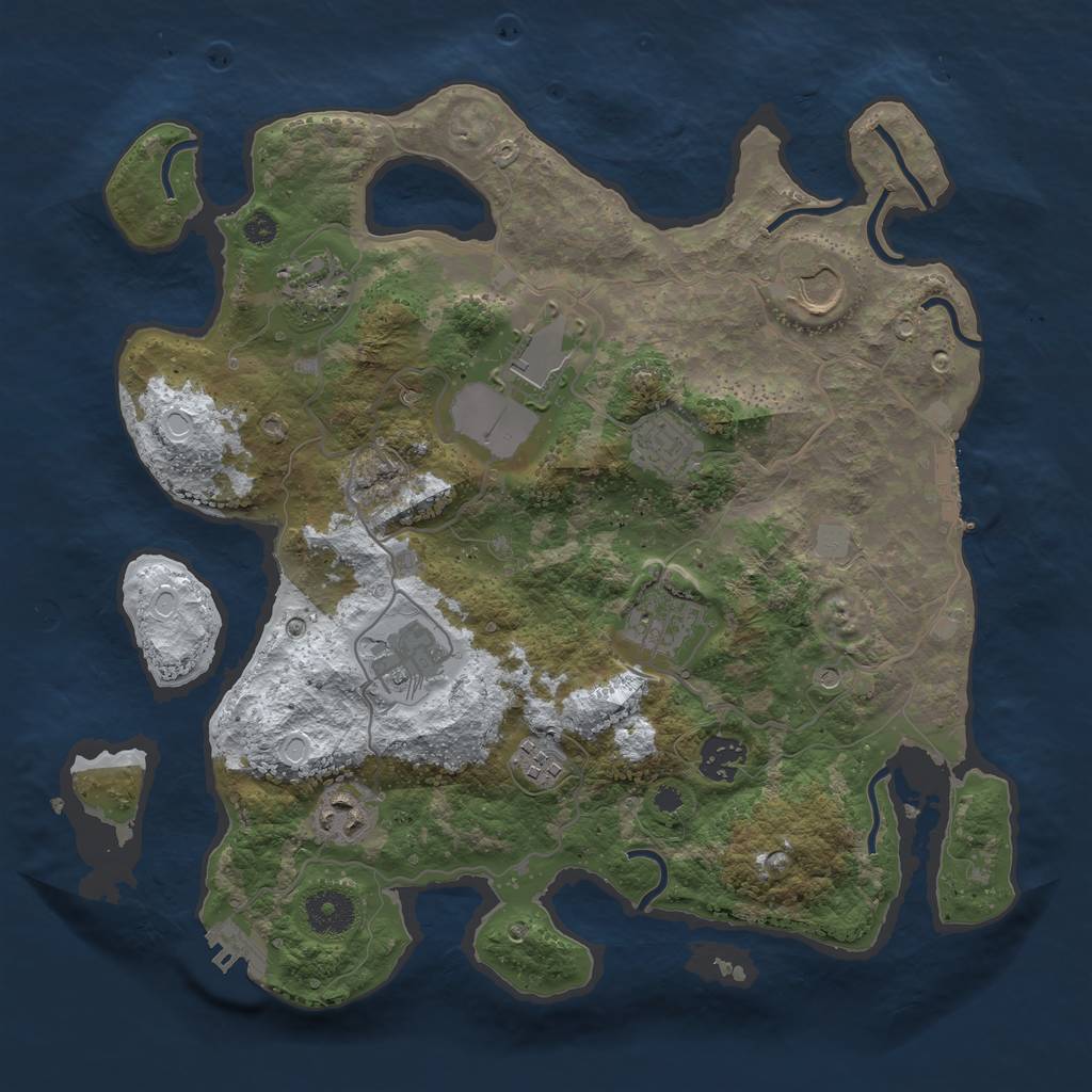 Rust Map: Procedural Map, Size: 3500, Seed: 2037129183, 17 Monuments