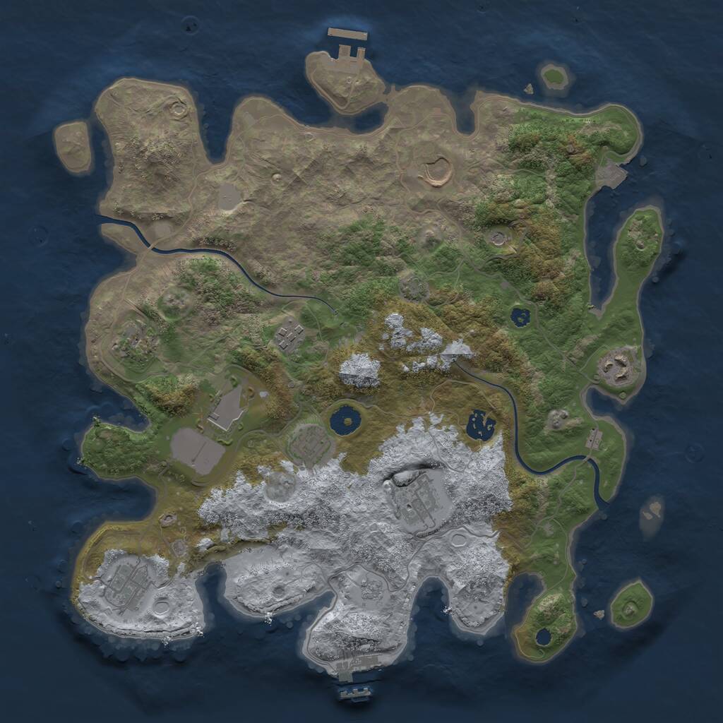 Rust Map: Procedural Map, Size: 3700, Seed: 1990656068, 15 Monuments