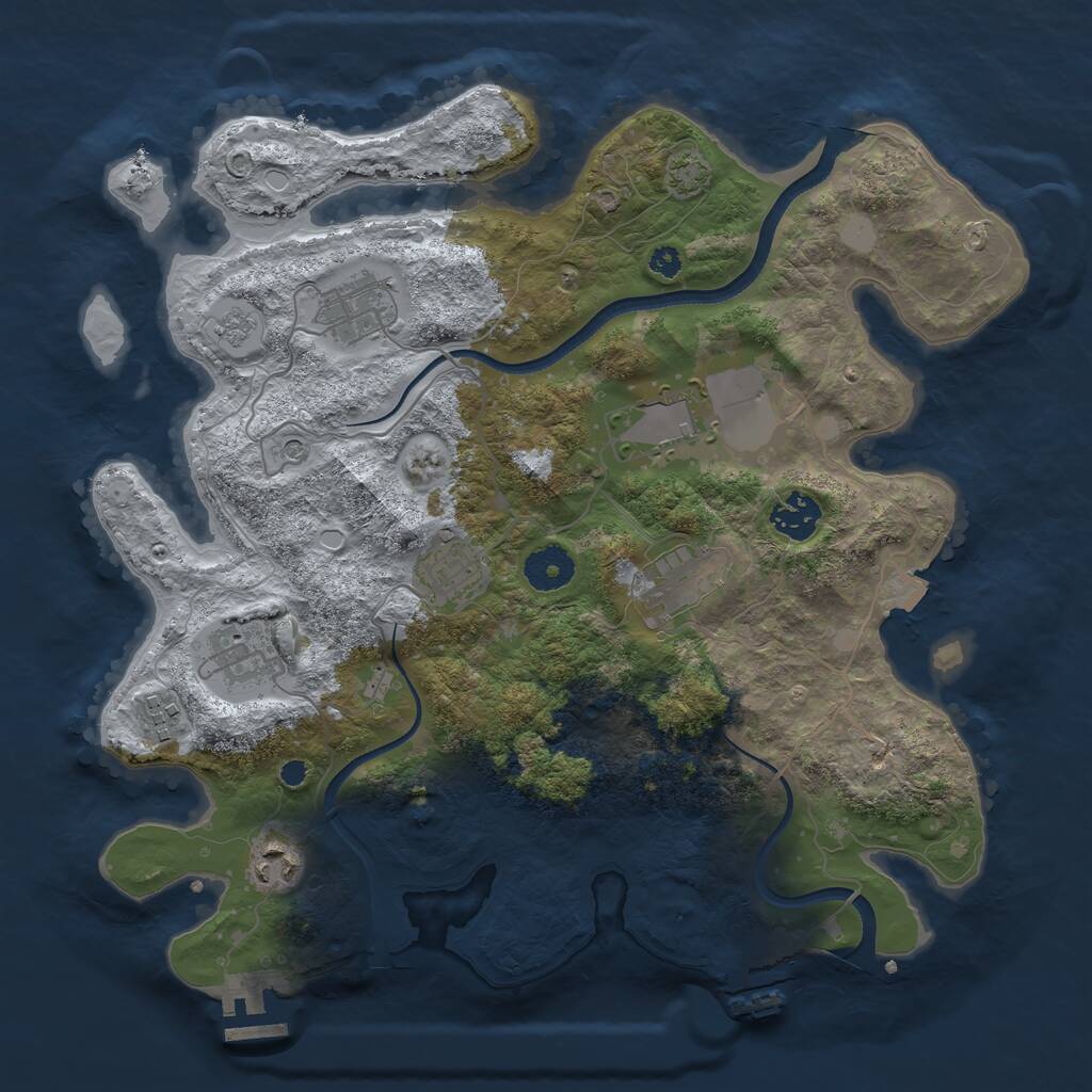 Rust Map: Procedural Map, Size: 3501, Seed: 73523, 14 Monuments