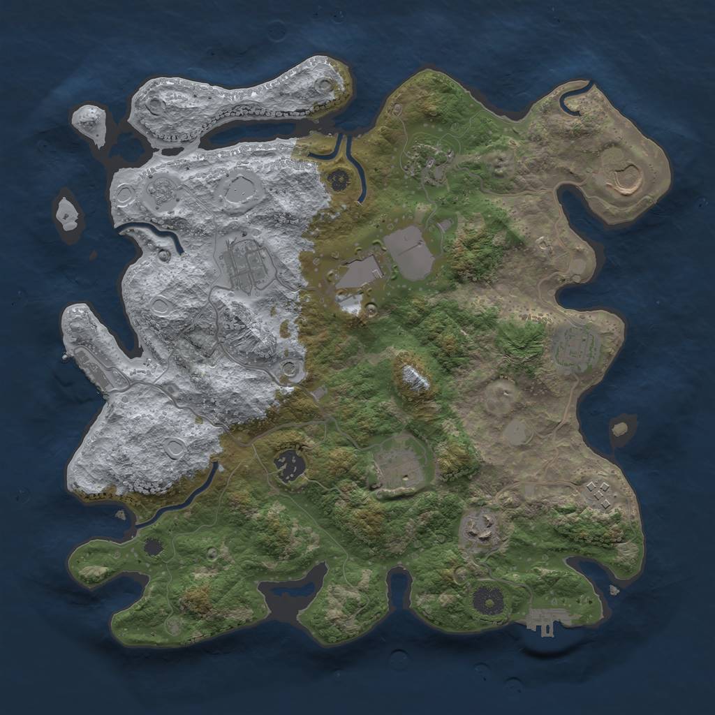 Rust Map: Procedural Map, Size: 3501, Seed: 73523, 18 Monuments