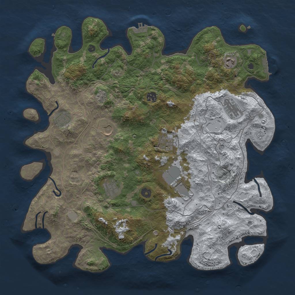 Rust Map: Procedural Map, Size: 4250, Seed: 767202145, 18 Monuments