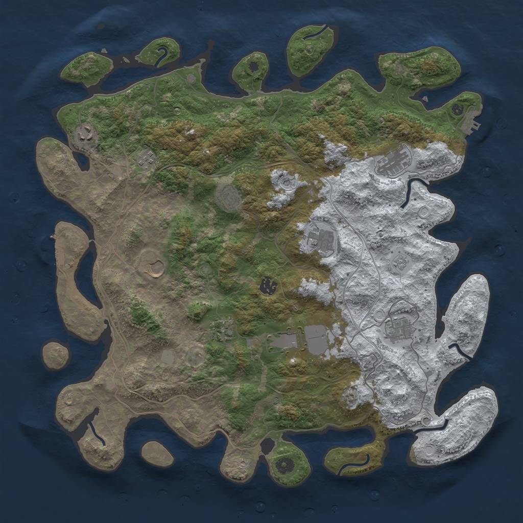 Rust Map: Procedural Map, Size: 4500, Seed: 2115004332, 19 Monuments