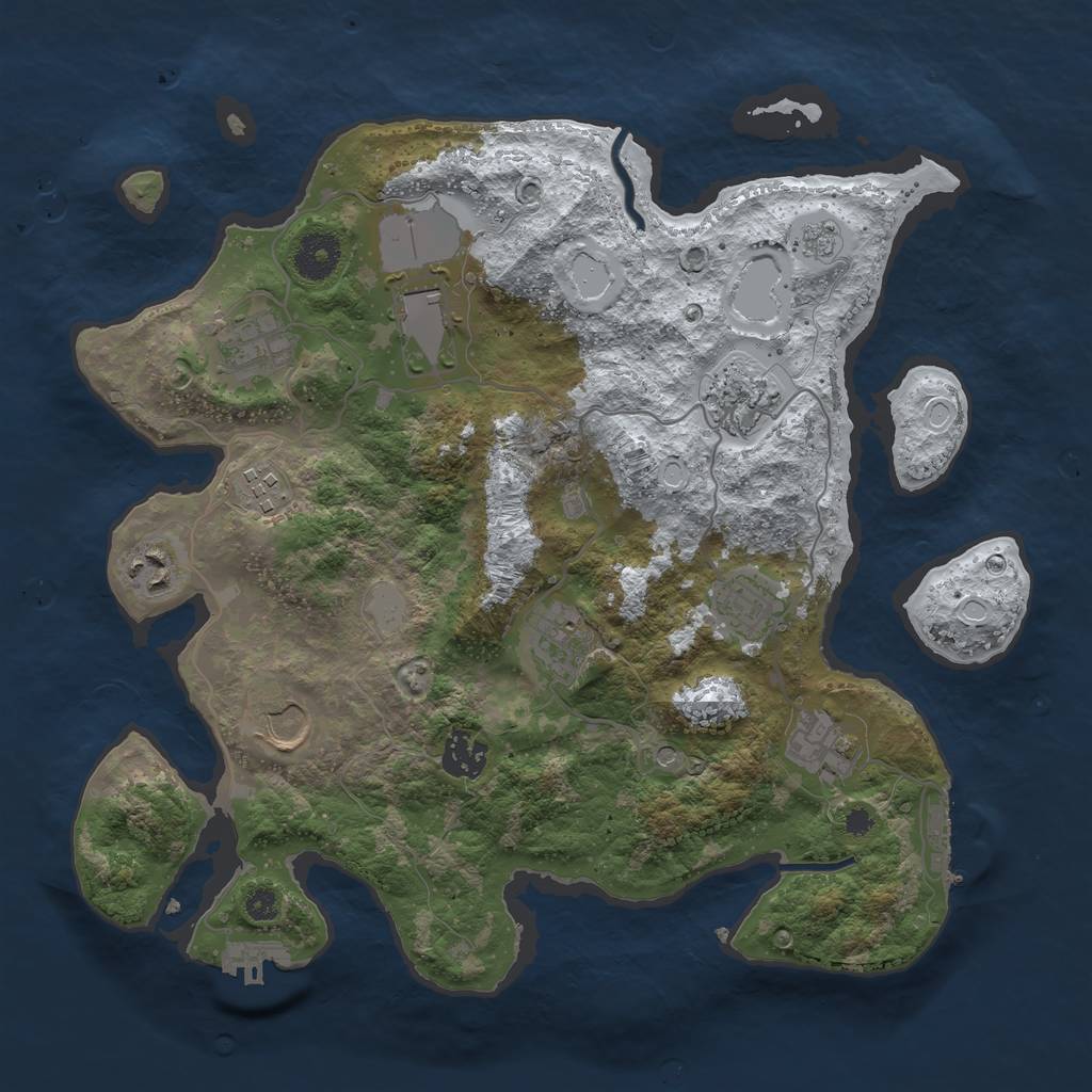 Rust Map: Procedural Map, Size: 3500, Seed: 500416303, 19 Monuments