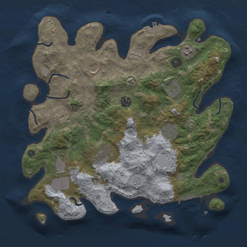 Rust Map: Procedural Map, Size: 3550, Seed: 537453, 18 Monuments