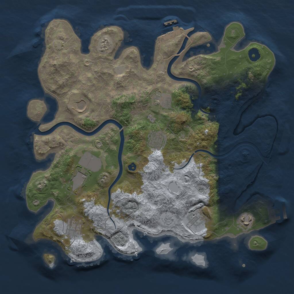 Rust Map: Procedural Map, Size: 3550, Seed: 537453, 14 Monuments