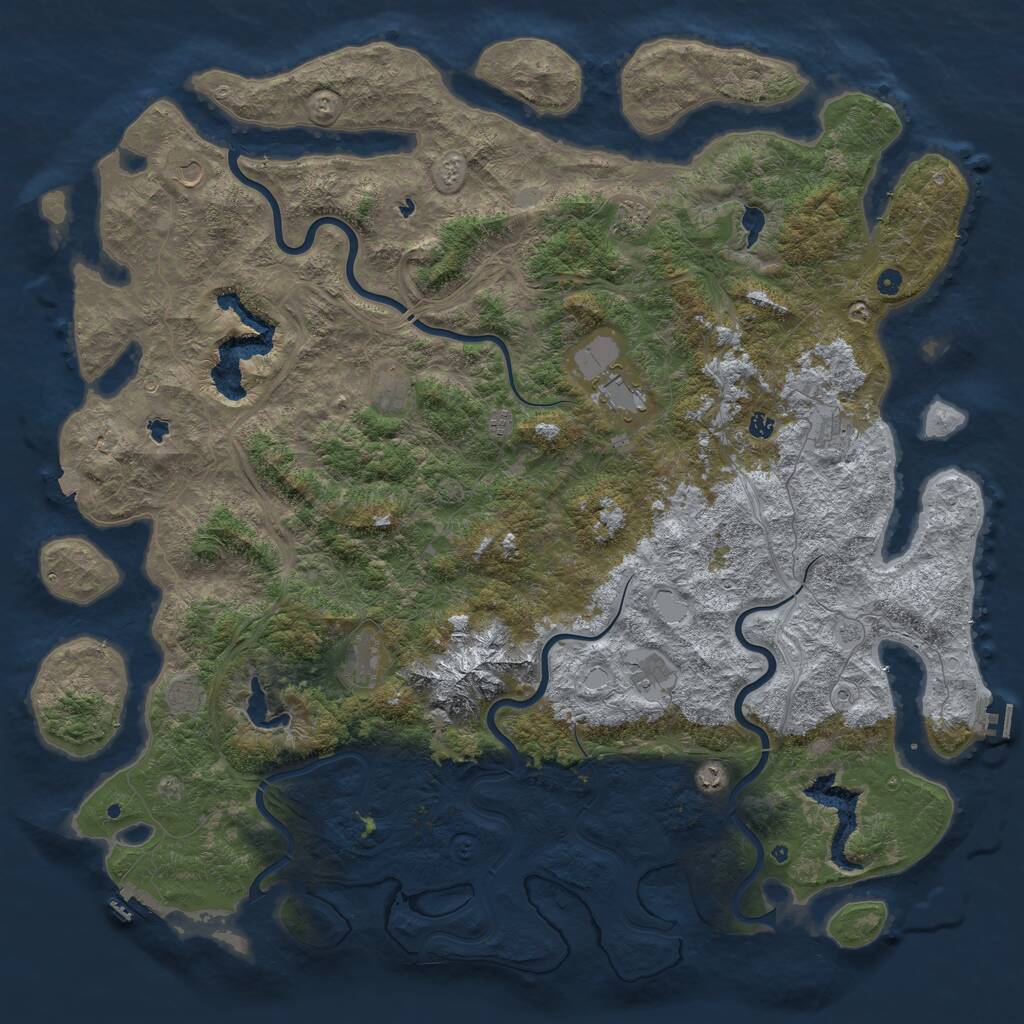 Rust Map: Procedural Map, Size: 6000, Seed: 732877, 17 Monuments
