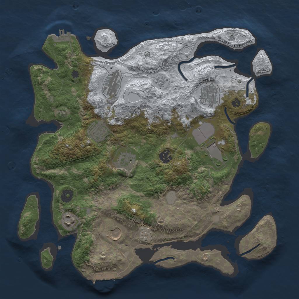 Rust Map: Procedural Map, Size: 3500, Seed: 32431, 18 Monuments