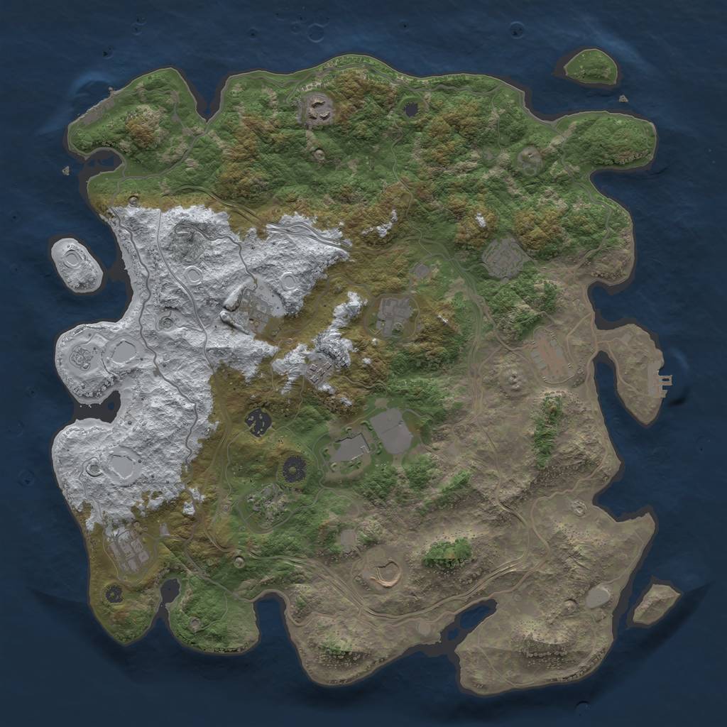 Rust Map: Procedural Map, Size: 4250, Seed: 2142430667, 20 Monuments