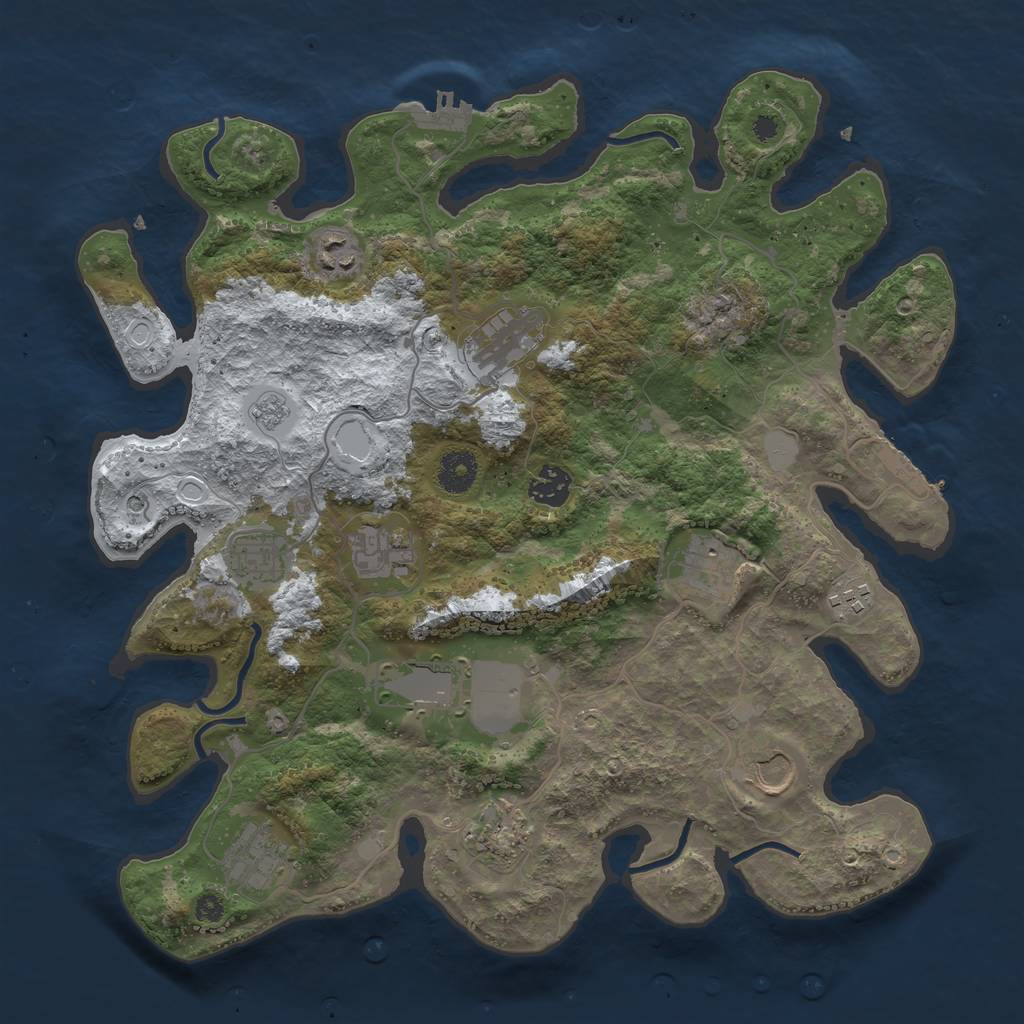 Rust Map: Procedural Map, Size: 3700, Seed: 3196610, 20 Monuments