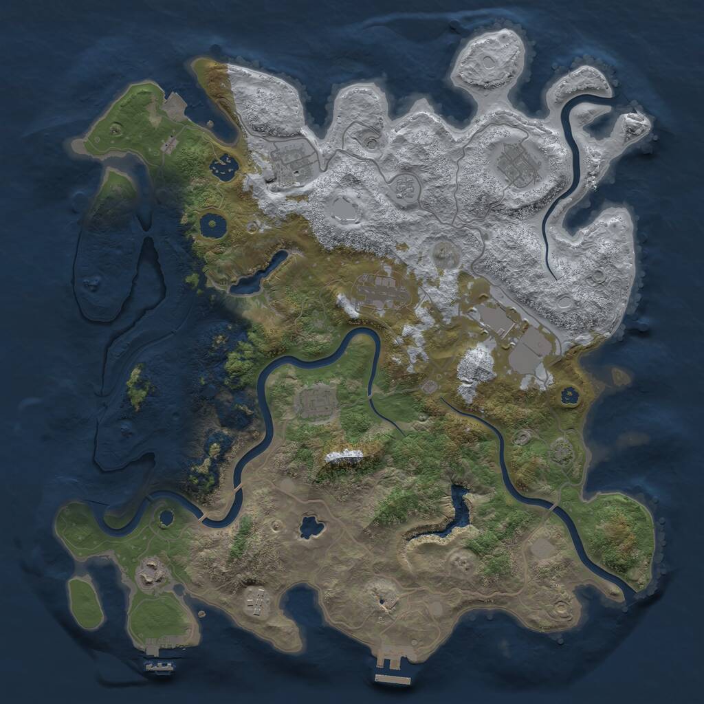 Rust Map: Procedural Map, Size: 4000, Seed: 1952707673, 14 Monuments