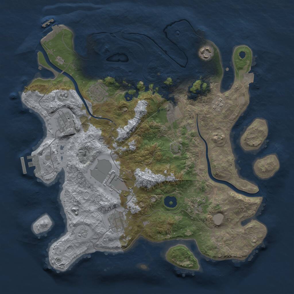 Rust Map: Procedural Map, Size: 3500, Seed: 20409, 14 Monuments