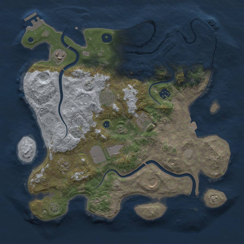 Rust Map: Procedural Map, Size: 3600, Seed: 1349857190, 14 Monuments