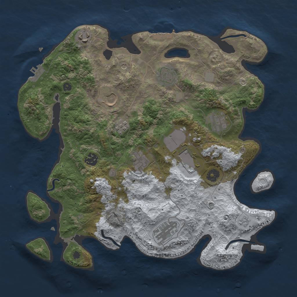 Rust Map: Procedural Map, Size: 3500, Seed: 2024287888, 18 Monuments