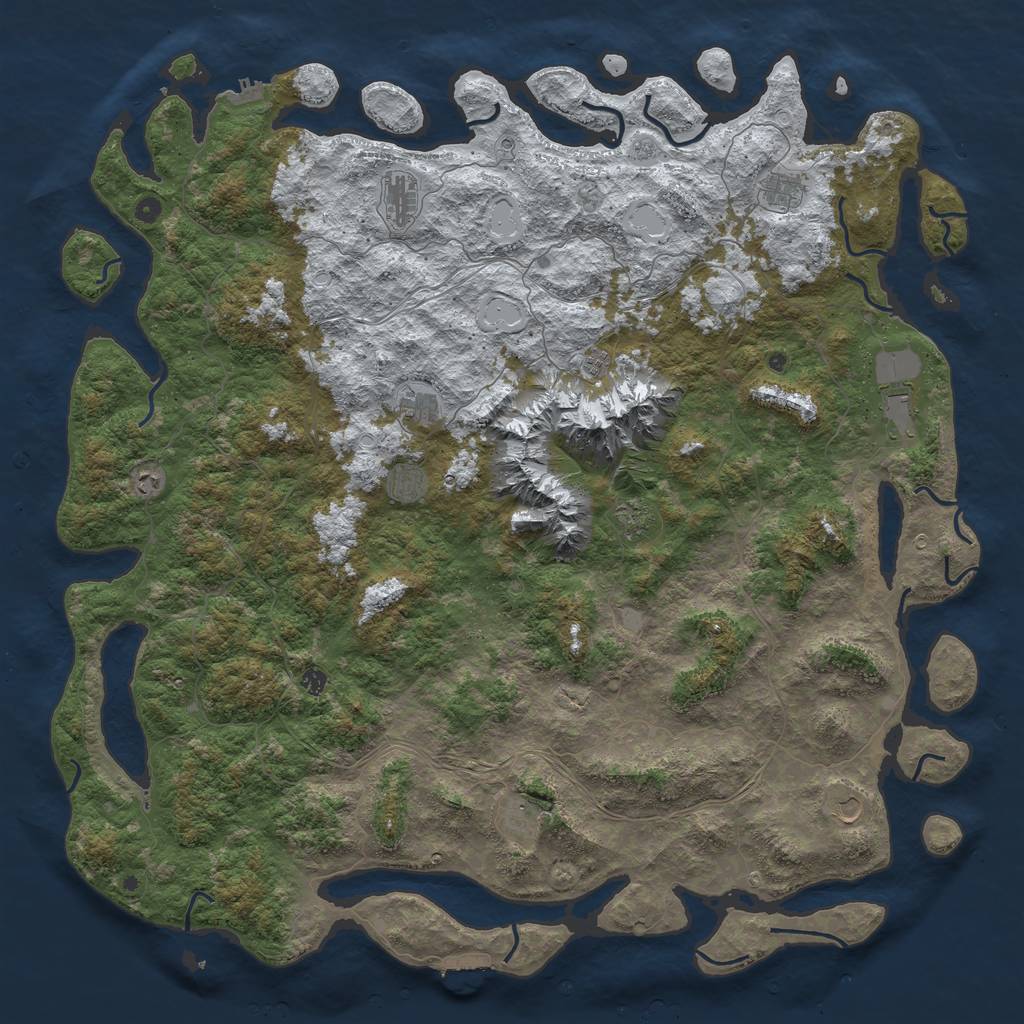 Rust Map: Procedural Map, Size: 6000, Seed: 680162, 20 Monuments