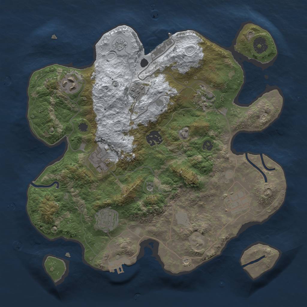 Rust Map: Procedural Map, Size: 3000, Seed: 983579247, 16 Monuments