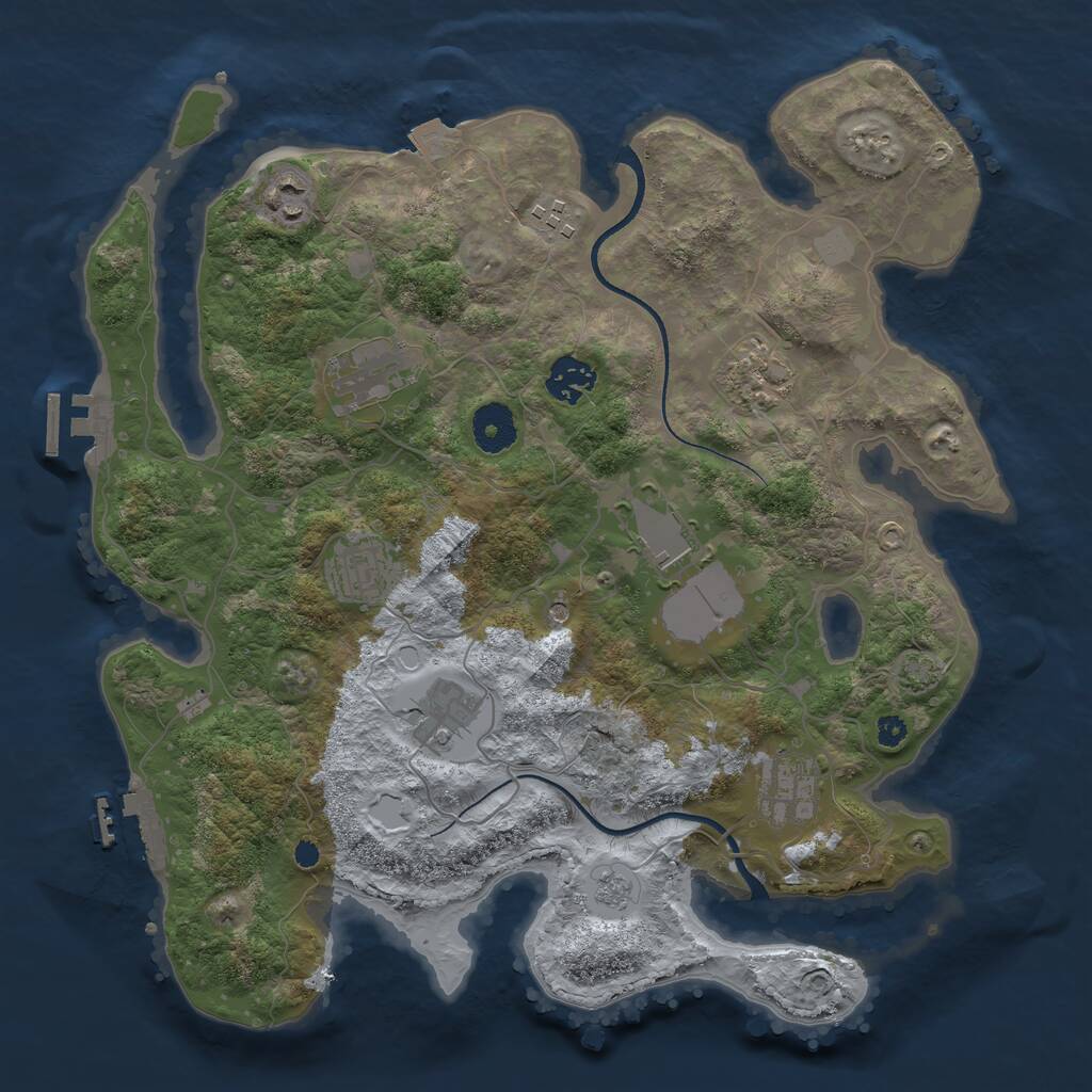 Rust Map: Procedural Map, Size: 3500, Seed: 960560491, 15 Monuments