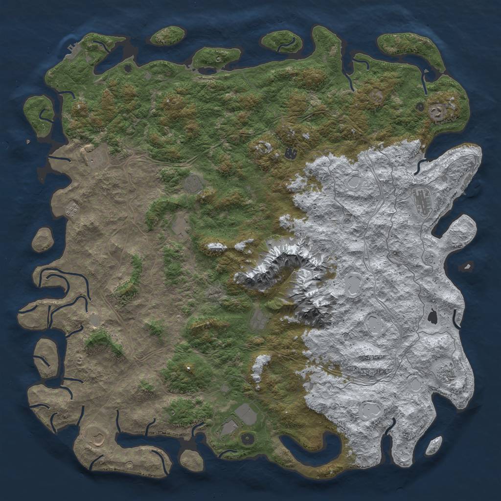 Rust Map: Procedural Map, Size: 6000, Seed: 166874, 20 Monuments