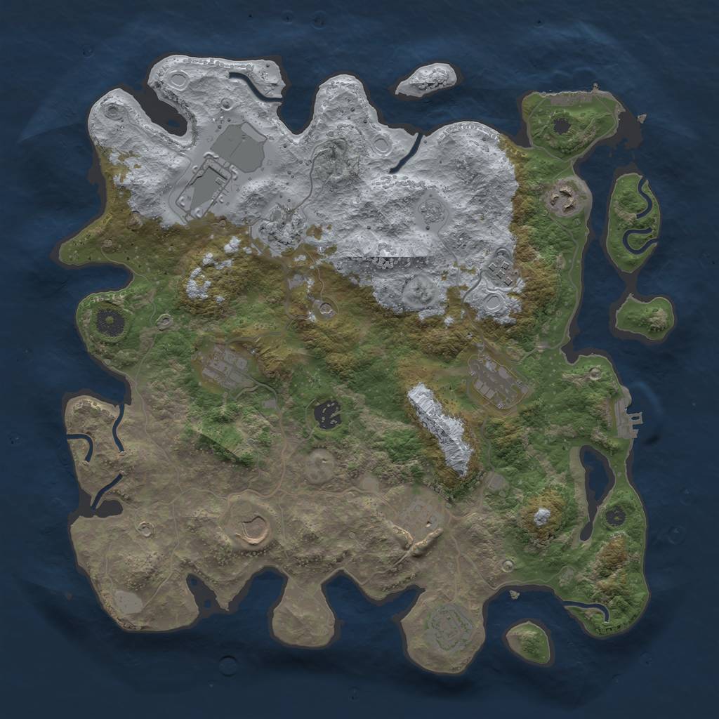 Rust Map: Procedural Map, Size: 3800, Seed: 359063074, 19 Monuments