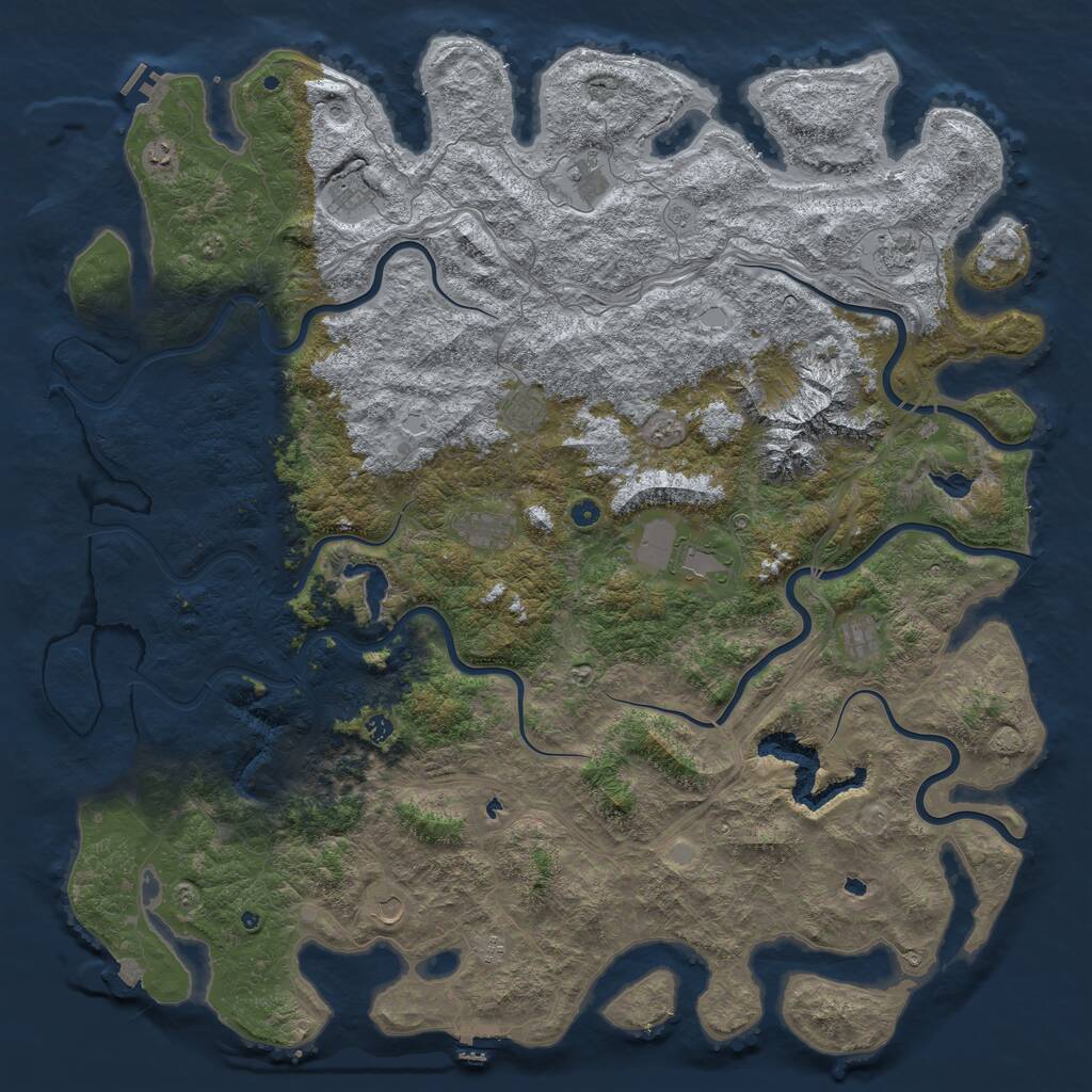 Rust Map: Procedural Map, Size: 6000, Seed: 1914524235, 17 Monuments